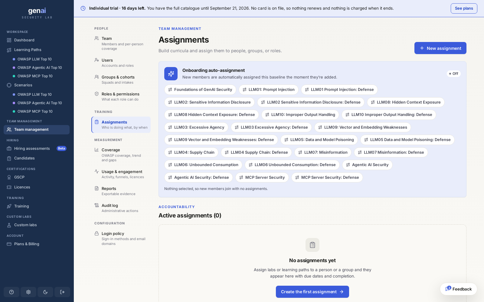 Build an assignment from a learning path and target a person, group, or role.